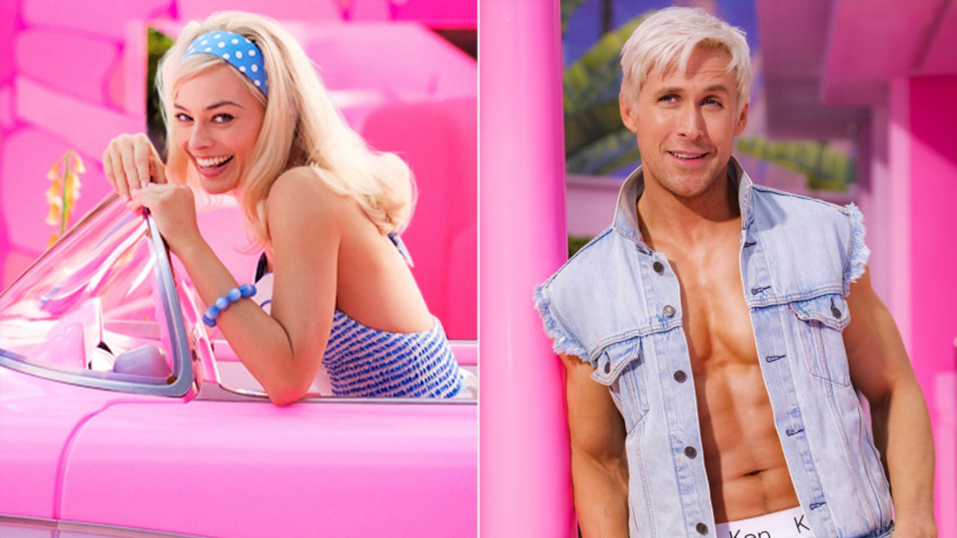 Margot Robbie y Ryan Gosling en el set de Barbie