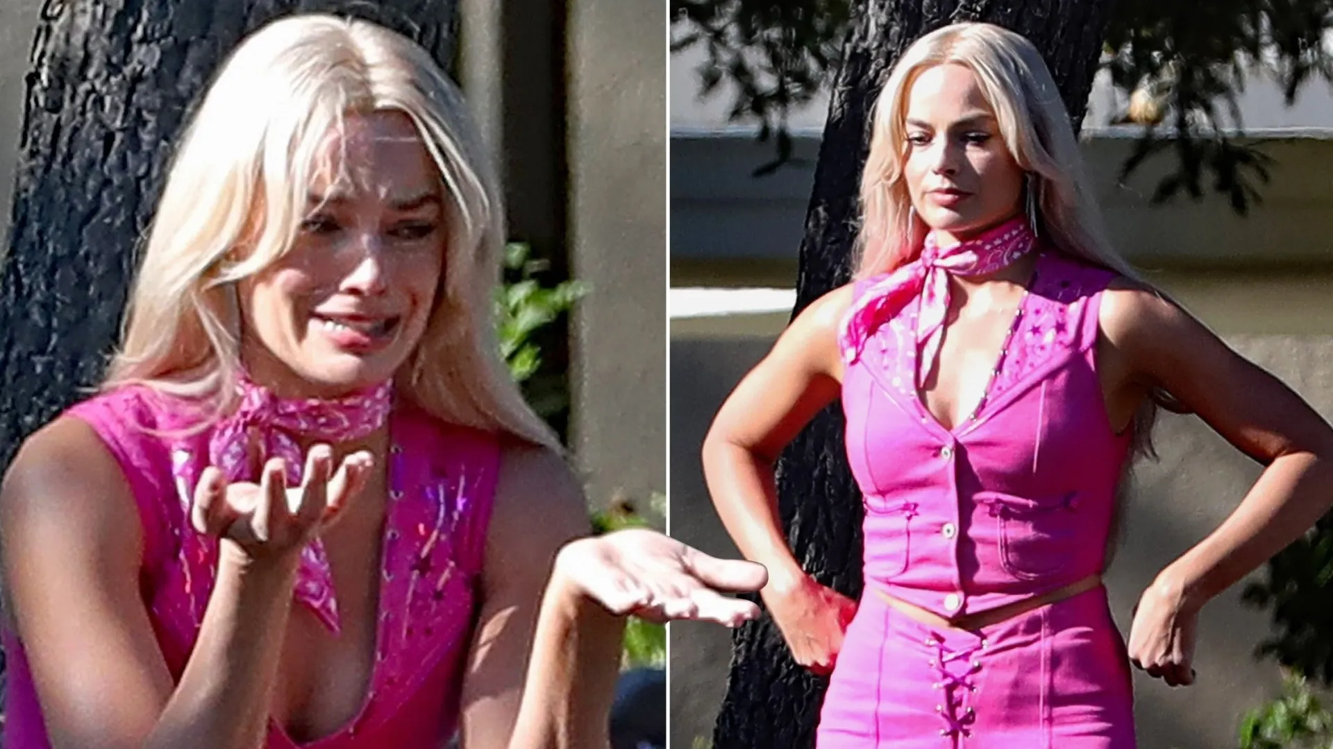 Margot Robbie en el set de Barbie