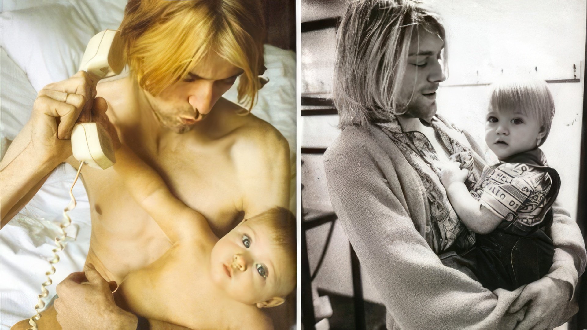 Kurt Cobain con su hija