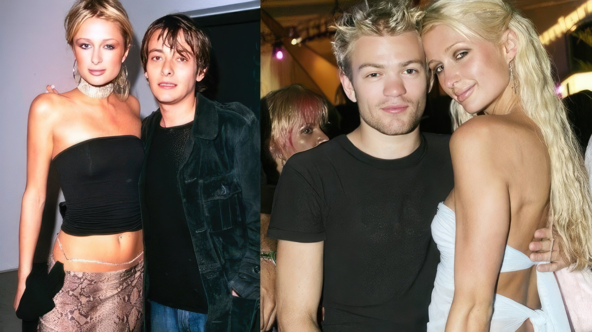 Paris Hilton con Edward Furlong (izquierda) y Derek Whibley (derecha)