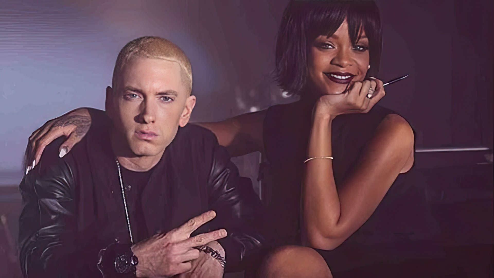 Rihanna y Eminem en el set del video de 'The Monster'