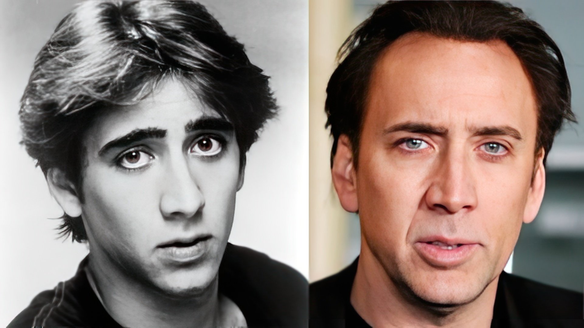 Nicolas Cage en su juventud y ahora