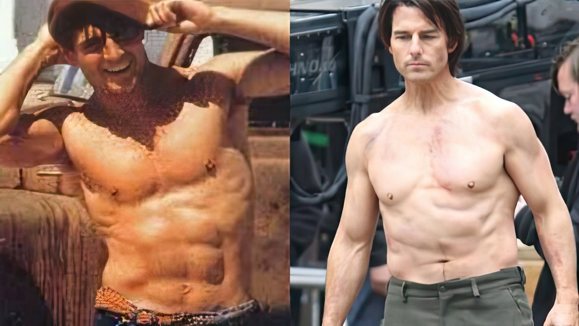 Tom Cruise en su juventud y ahora