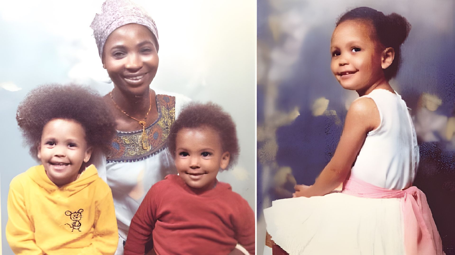 Thandie Newton de niña (con su madre y hermano)