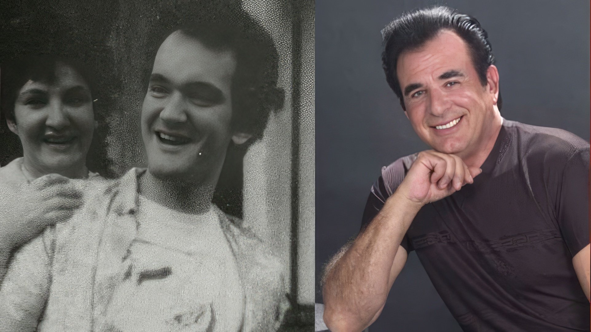 Izquierda: Quentin Tarantino con su madre, derecha: el padre de Quentin, Tony Tarantino