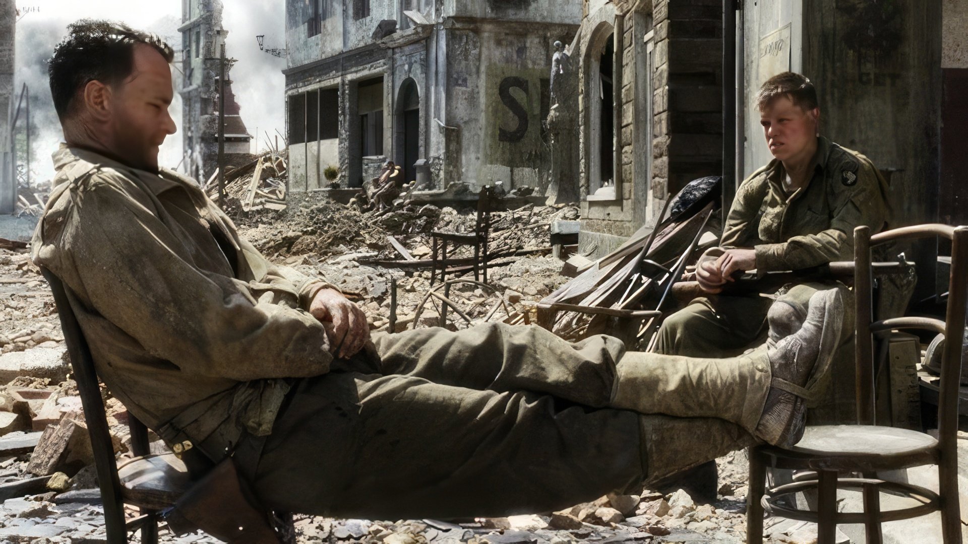 Tom Hanks y Matt Damon en Saving Private Ryan