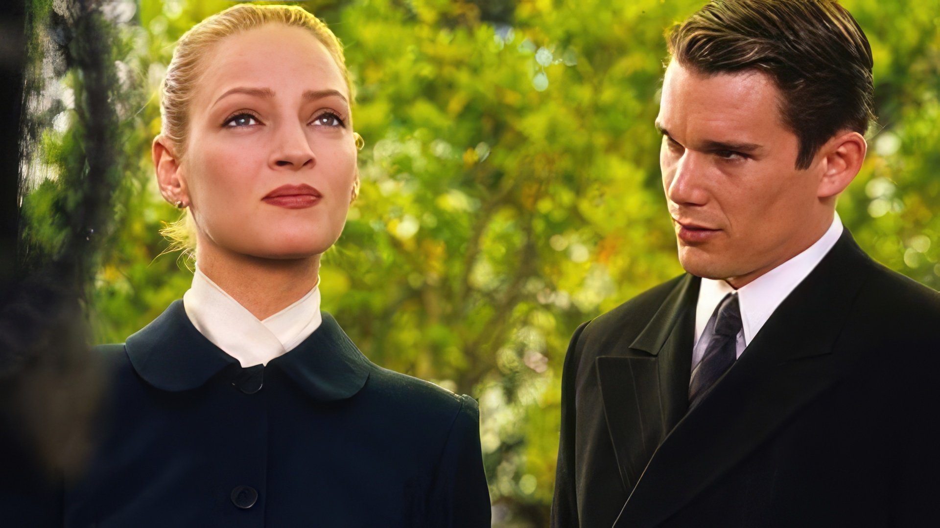 Uma Thurman con Ethan Hawke en Gattaca