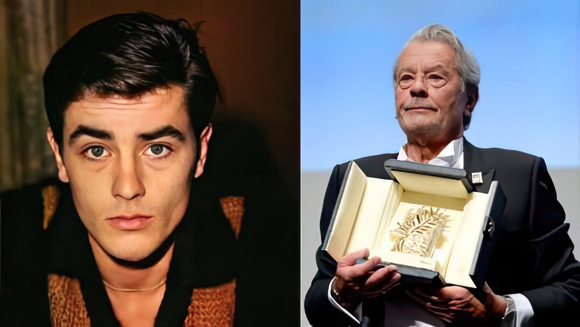 Alain Delon en su juventud y en años posteriores (Cannes 2019)
