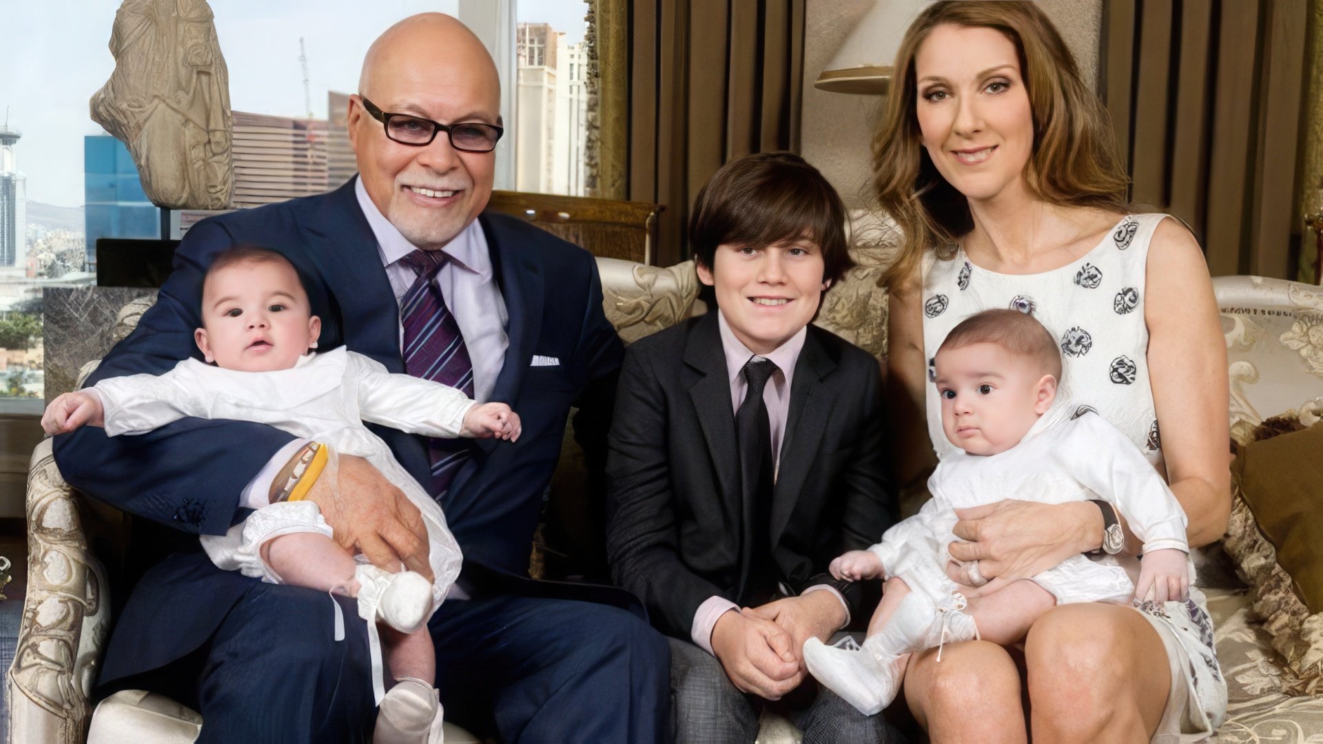 Celine Dion con su esposo e hijos