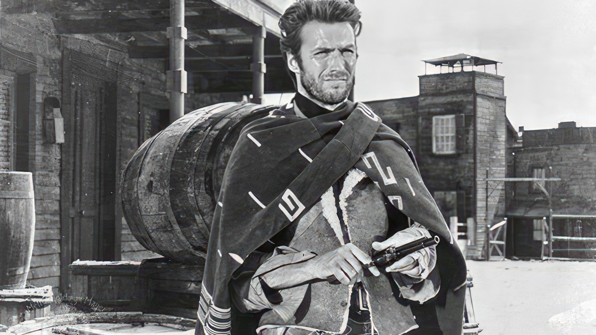 Clint Eastwood como el vaquero Joe en la película A Fistful of Dollars