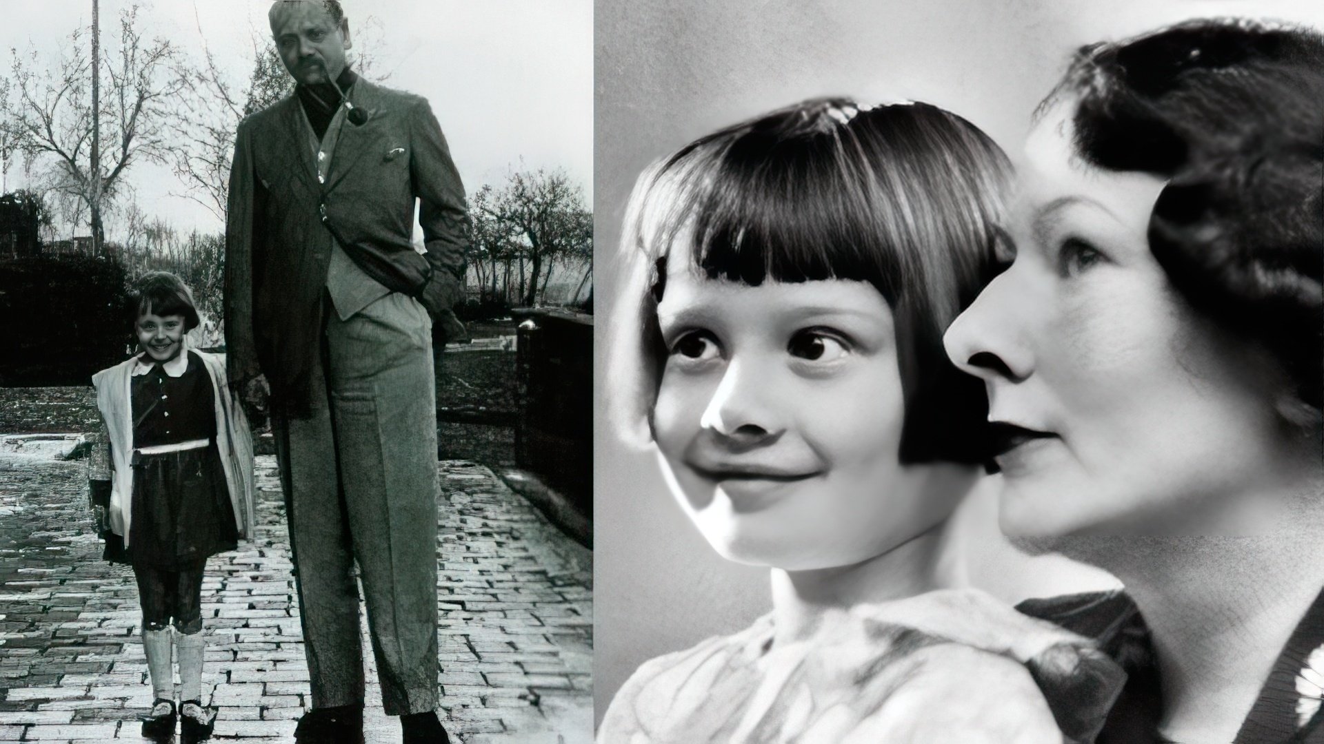 Audrey Hepburn con su padre y su madre