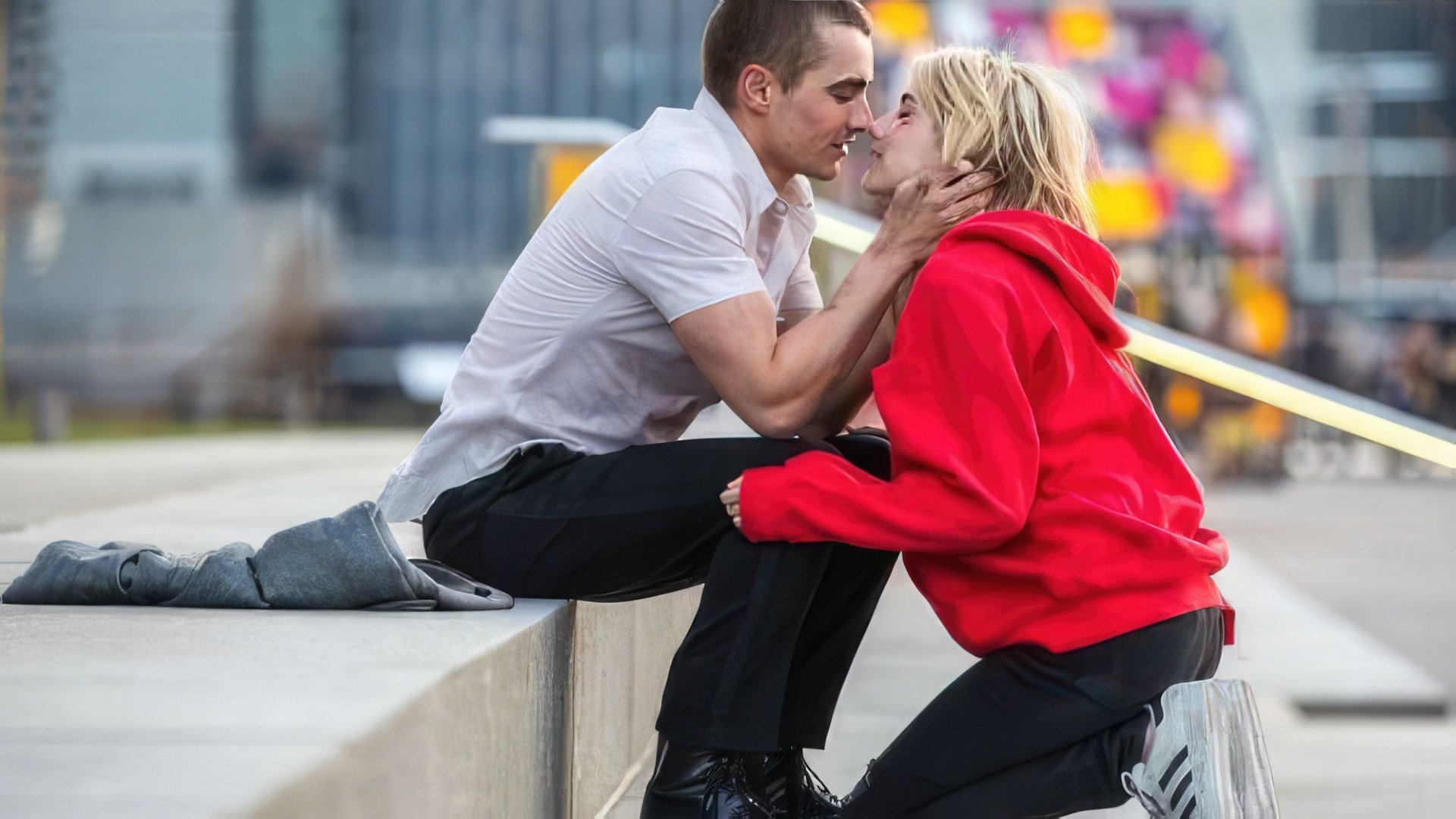 Dave Franco y Emma Roberts en el set de 'Nerve'
