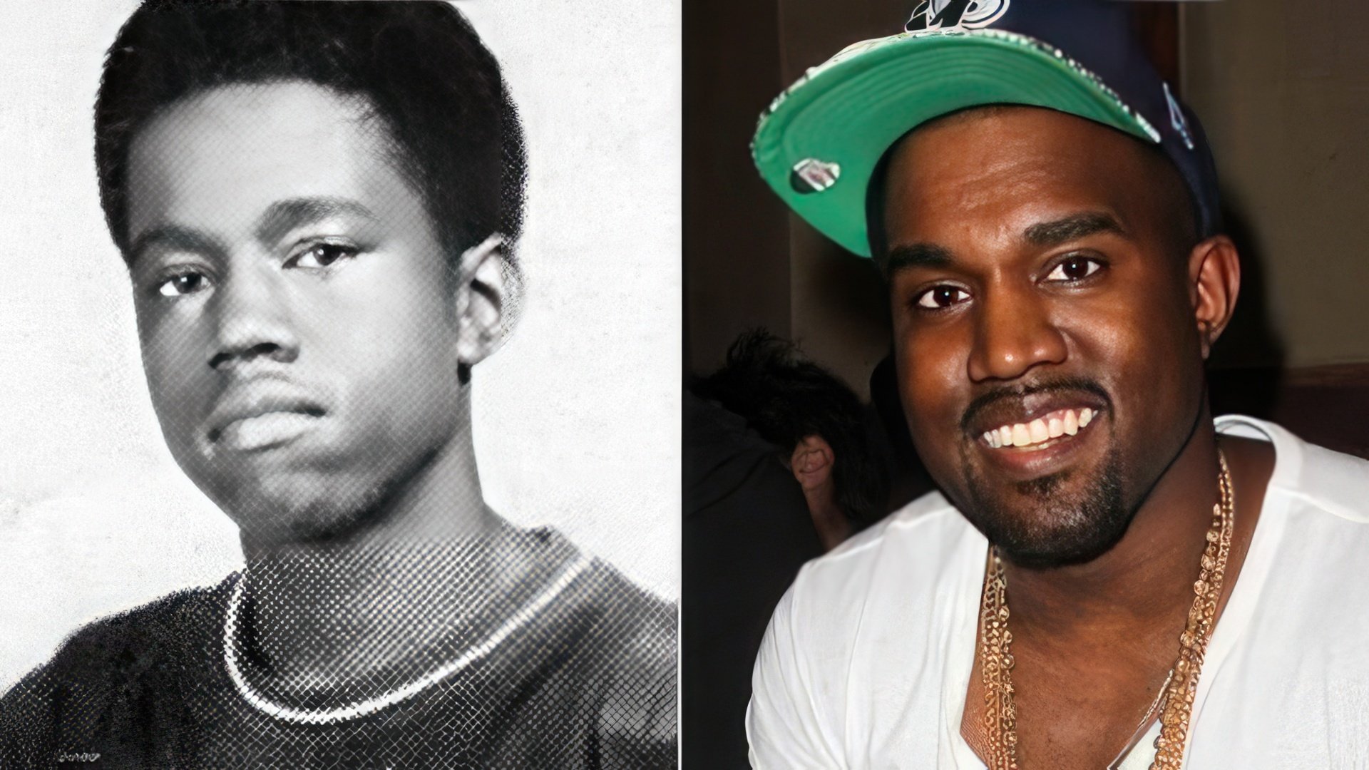 Kanye West en su juventud y ahora