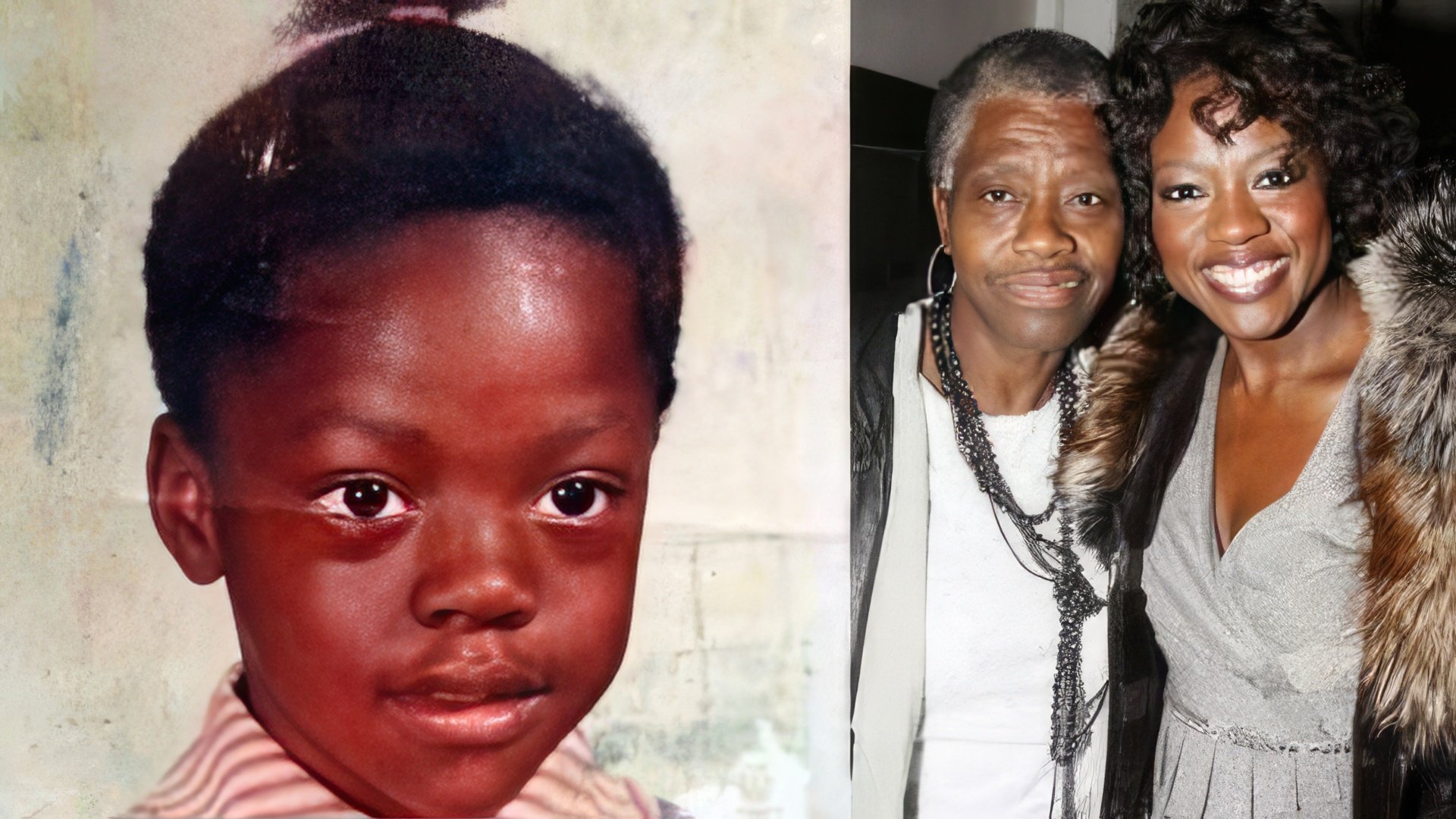 Derecha: Viola Davis en su infancia; Izquierda: La actriz con su madre