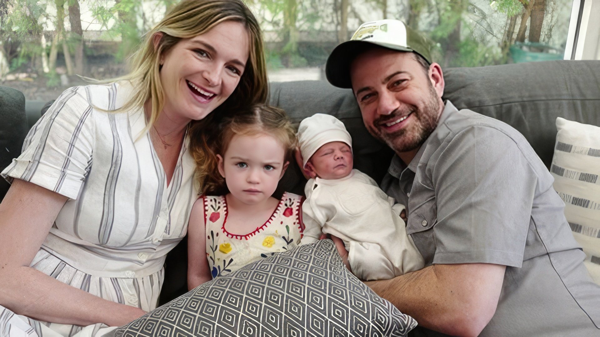 Jimmy Kimmel con su esposa e hijos
