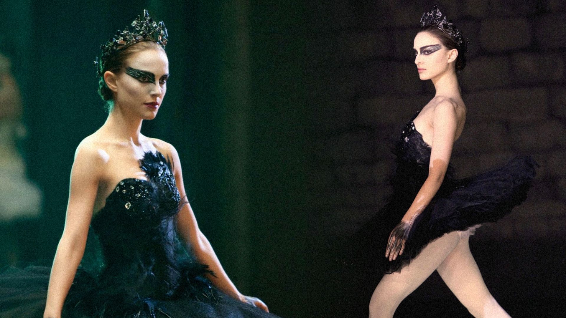 La actriz Natalie Portman con un tutú negro de bailarina