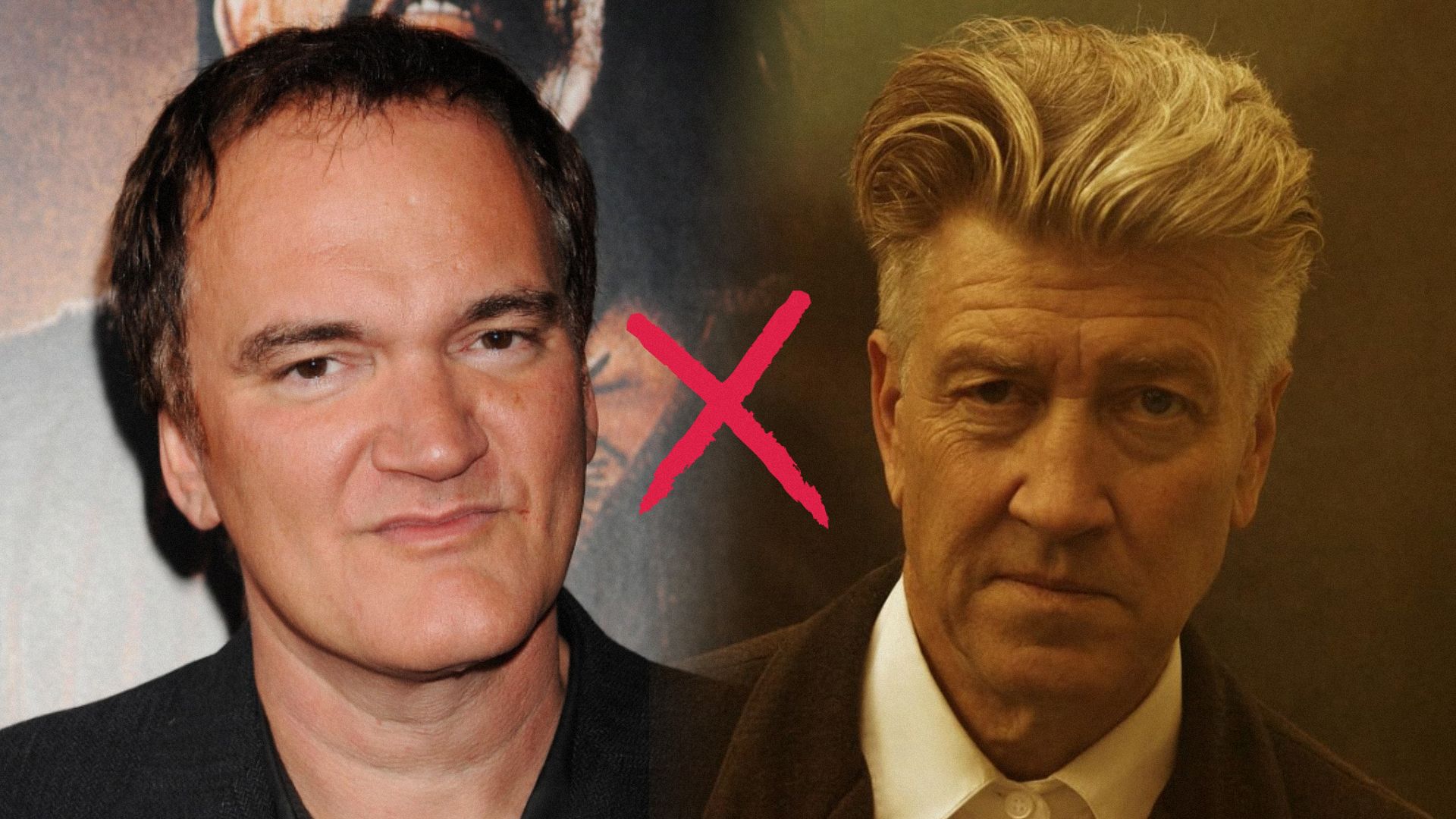 El director Quentin Tarantino con chaqueta negra y el director David Lynch con chaqueta marrón