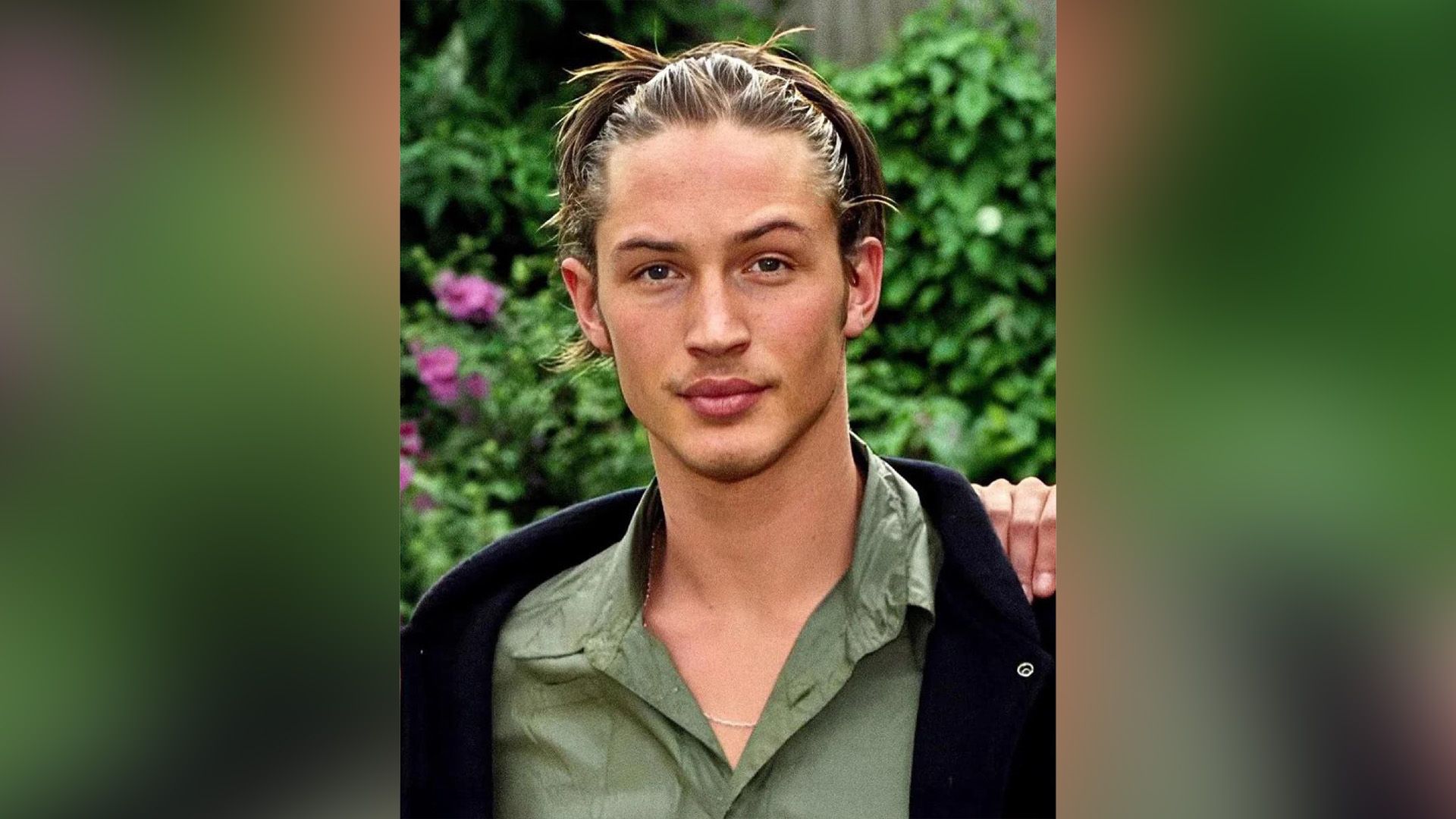 Tom Hardy joven con una camisa verde