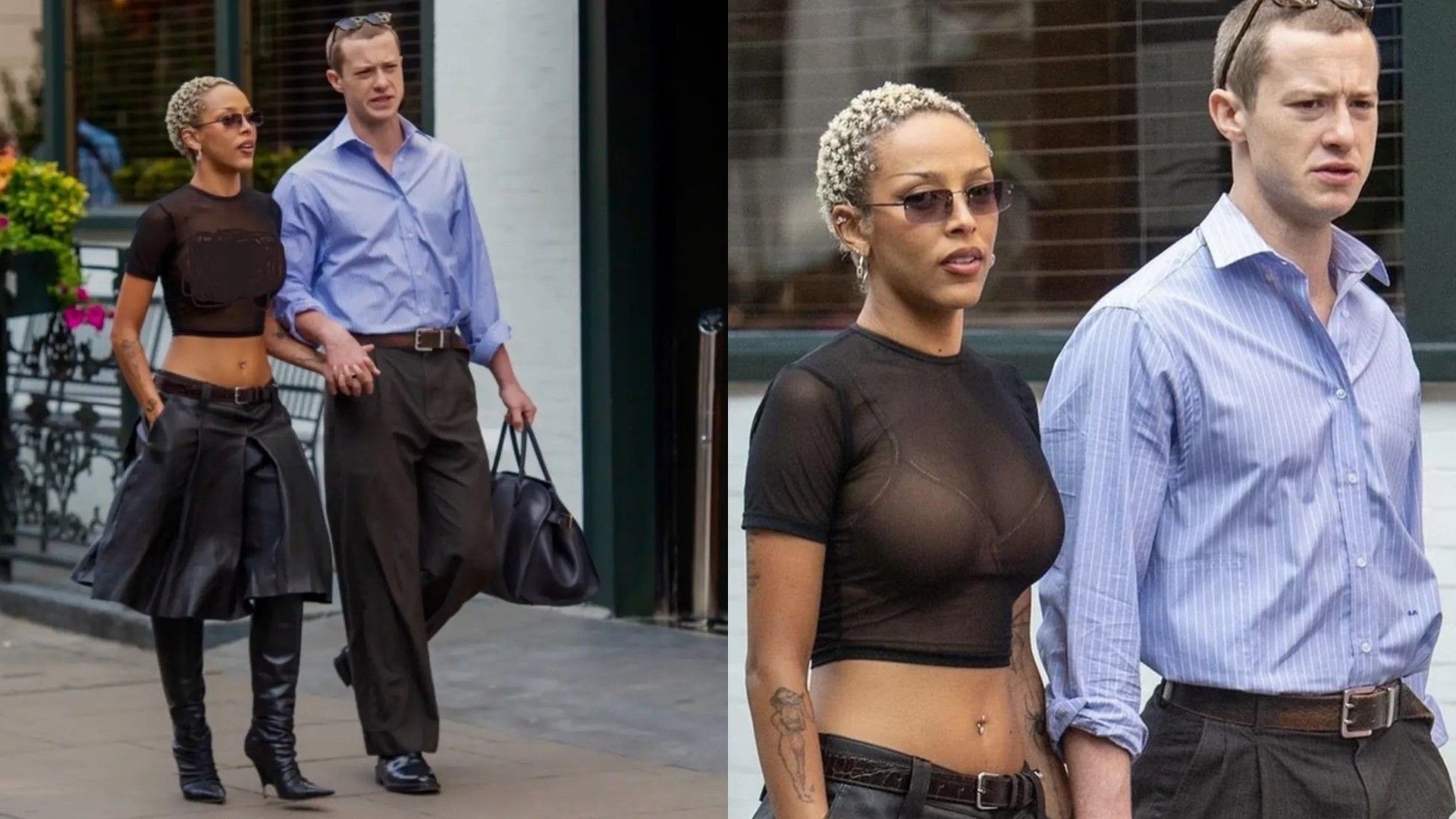 Joseph Quinn y Doja Cat paseando por la ciudad, collage de dos fotos
