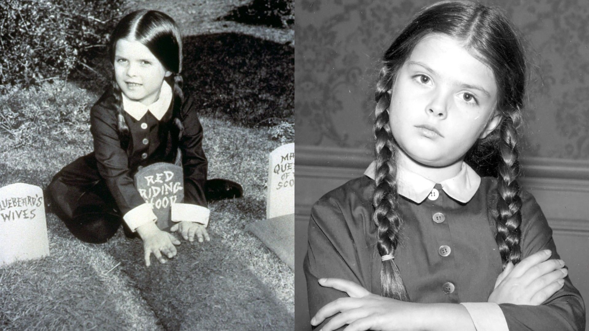 Lisa Loring de niña en el papel de Merlina Addams de la serie de los años 60 "The Addams Family"