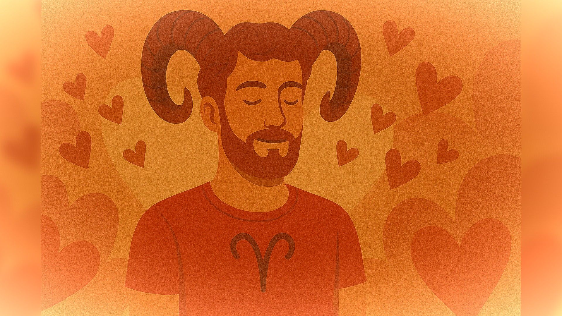 Hombre Aries en ambiente romántico, paleta de colores naranjas