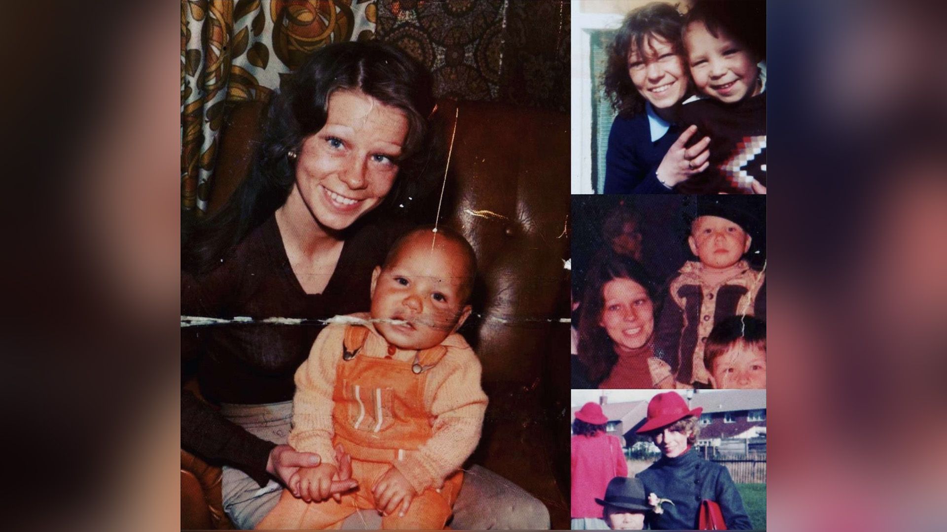 Collage de fotos de la infancia de Stephen Graham con su madre