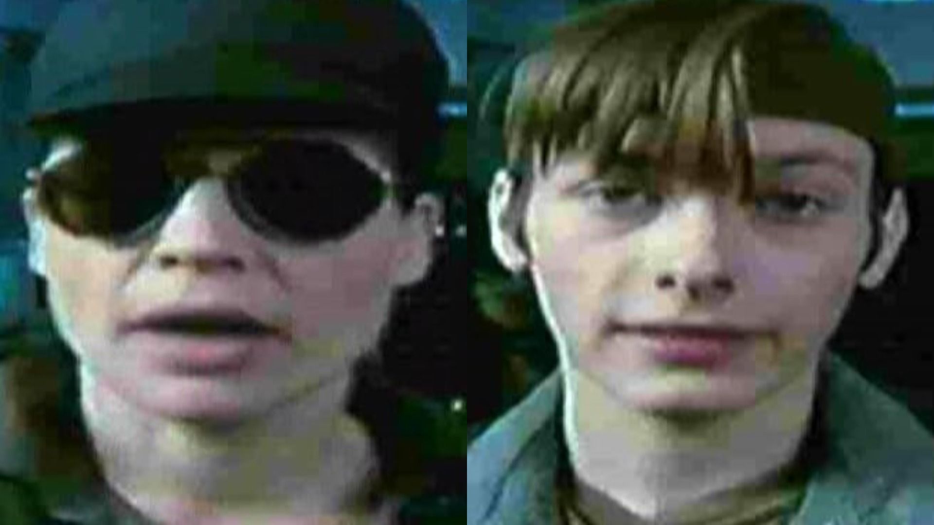 La actriz Linda Hamilton con gafas redondas y una gorra, el actor Edward Furlong con una banda en la cabeza