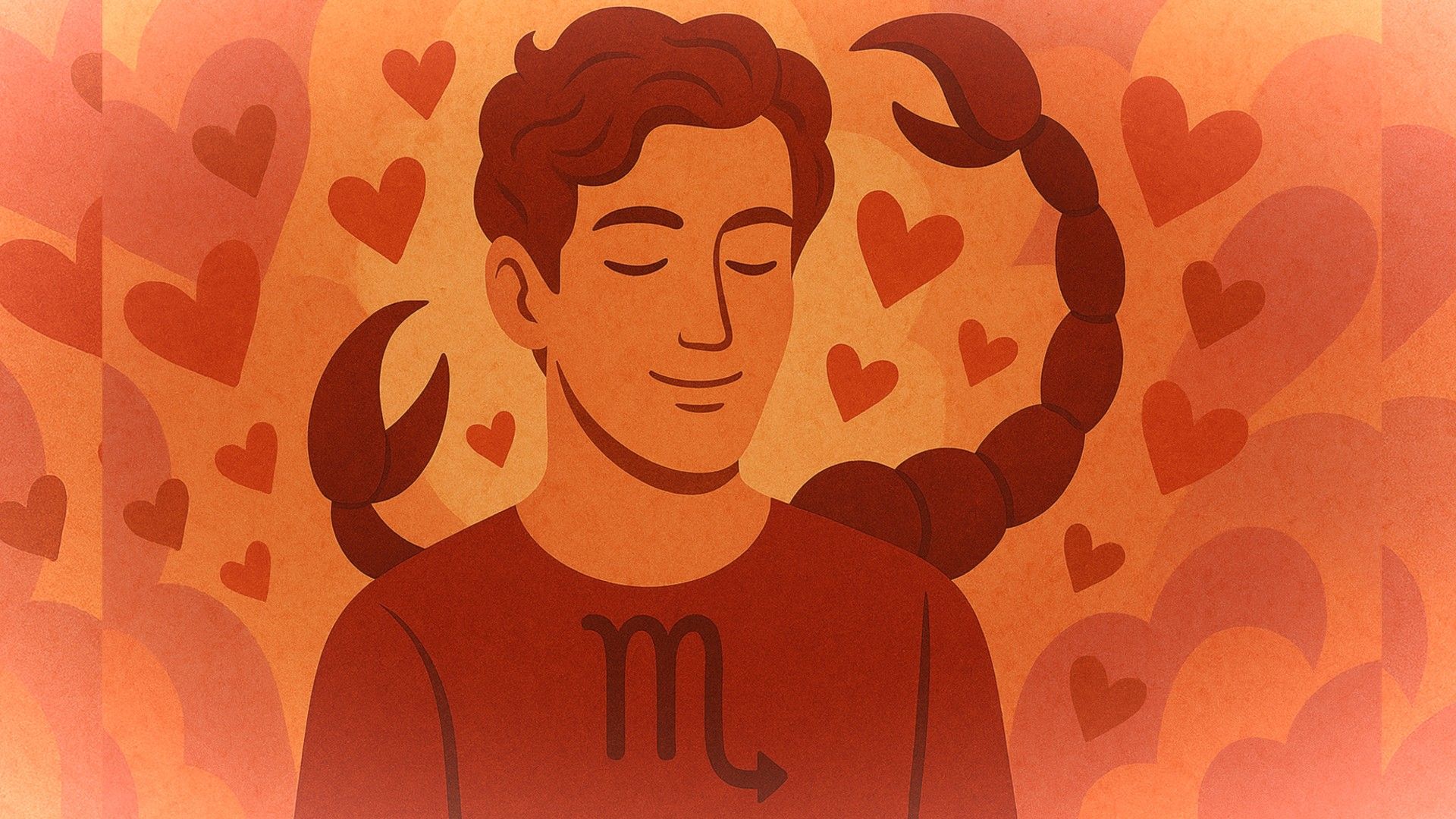 Hombre Escorpio, ambiente romántico, tonos naranjas