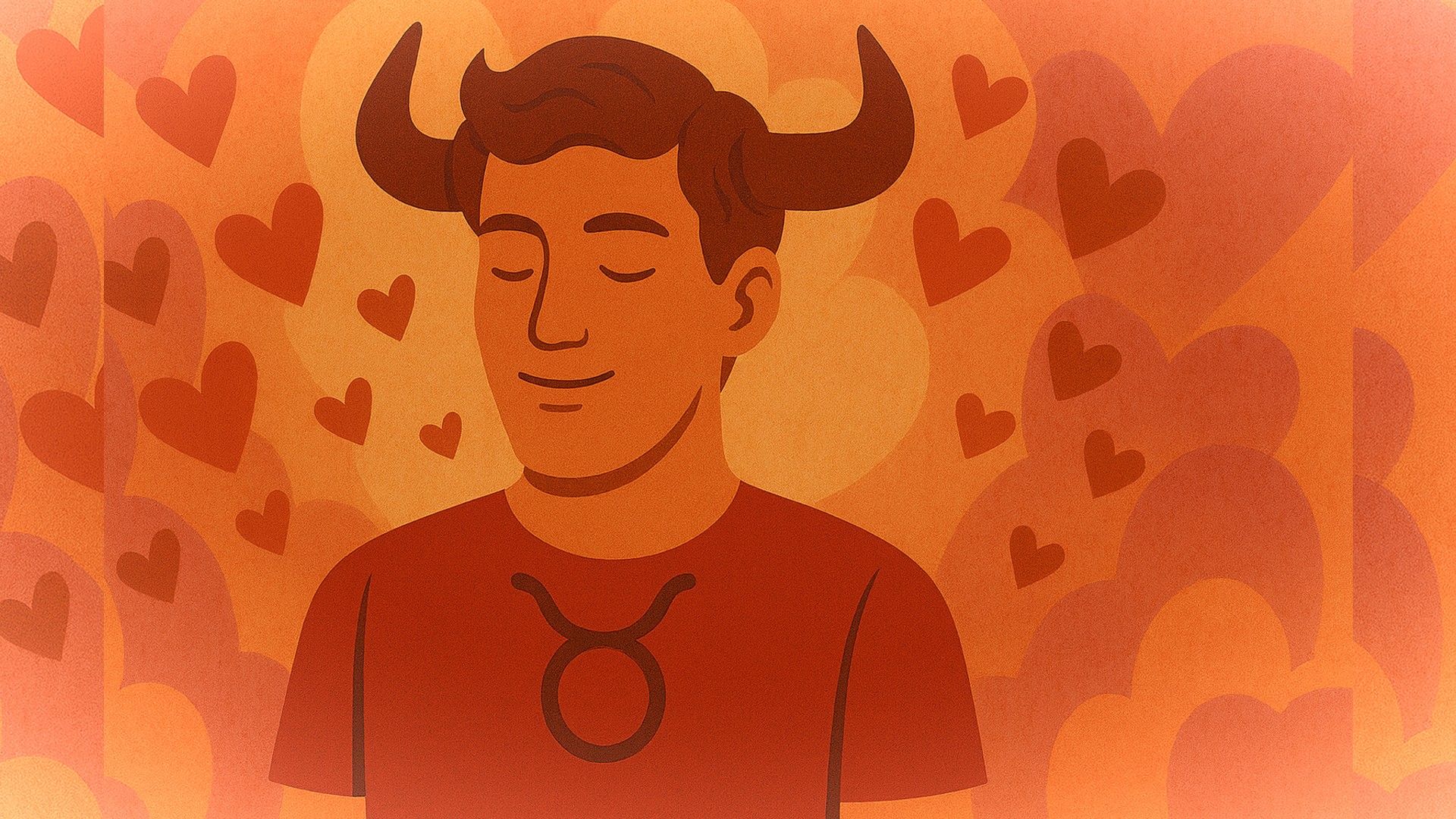 hombre Tauro, ambiente romántico, tonos naranjas